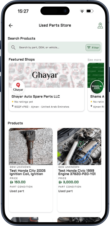 Mobile app screen